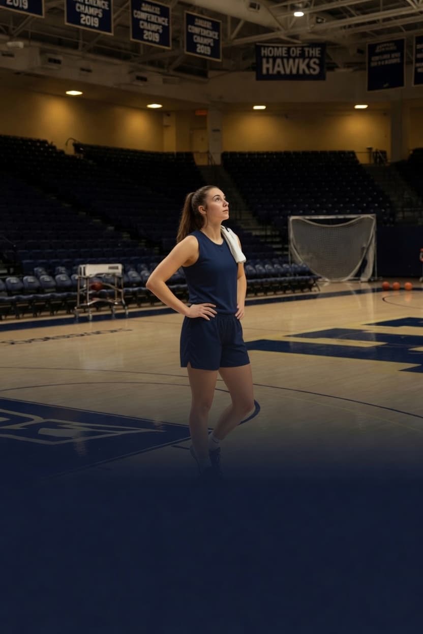 College basketball player on court — returner scenario